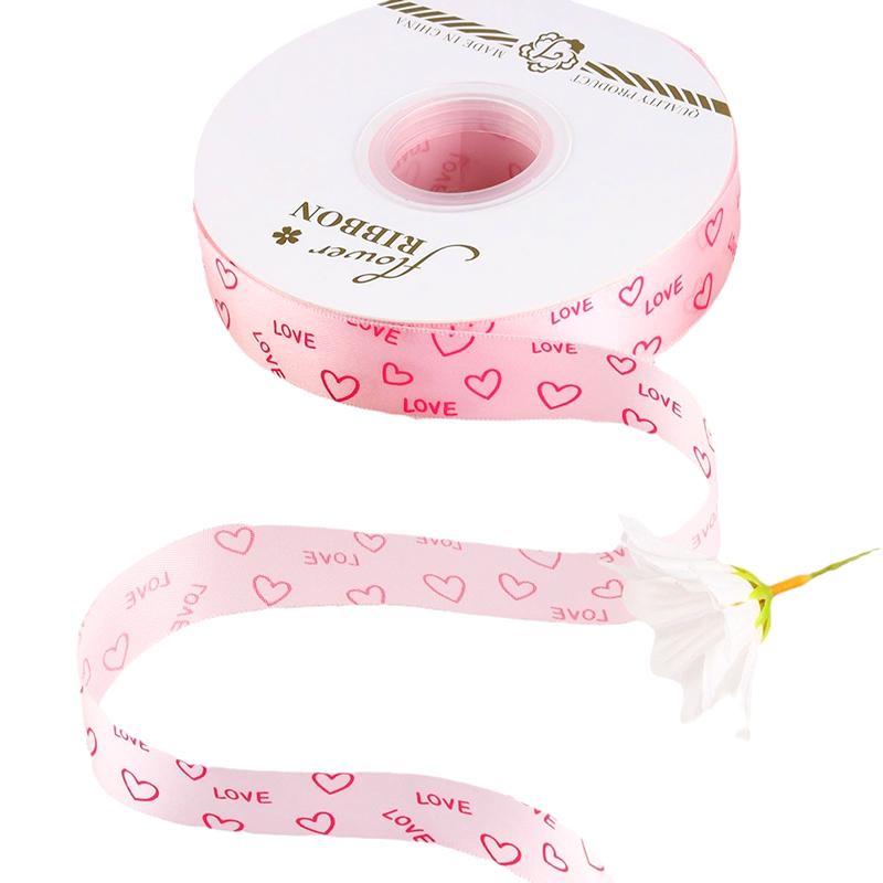 1 rolă pentru Ziua Îndrăgostiților Panglică din satin Panglici cu inimă pentru cadou pentru petrecere Ambalaj pentru cadouri DIY dragoste imprimată Material de ambalare Decor buchet