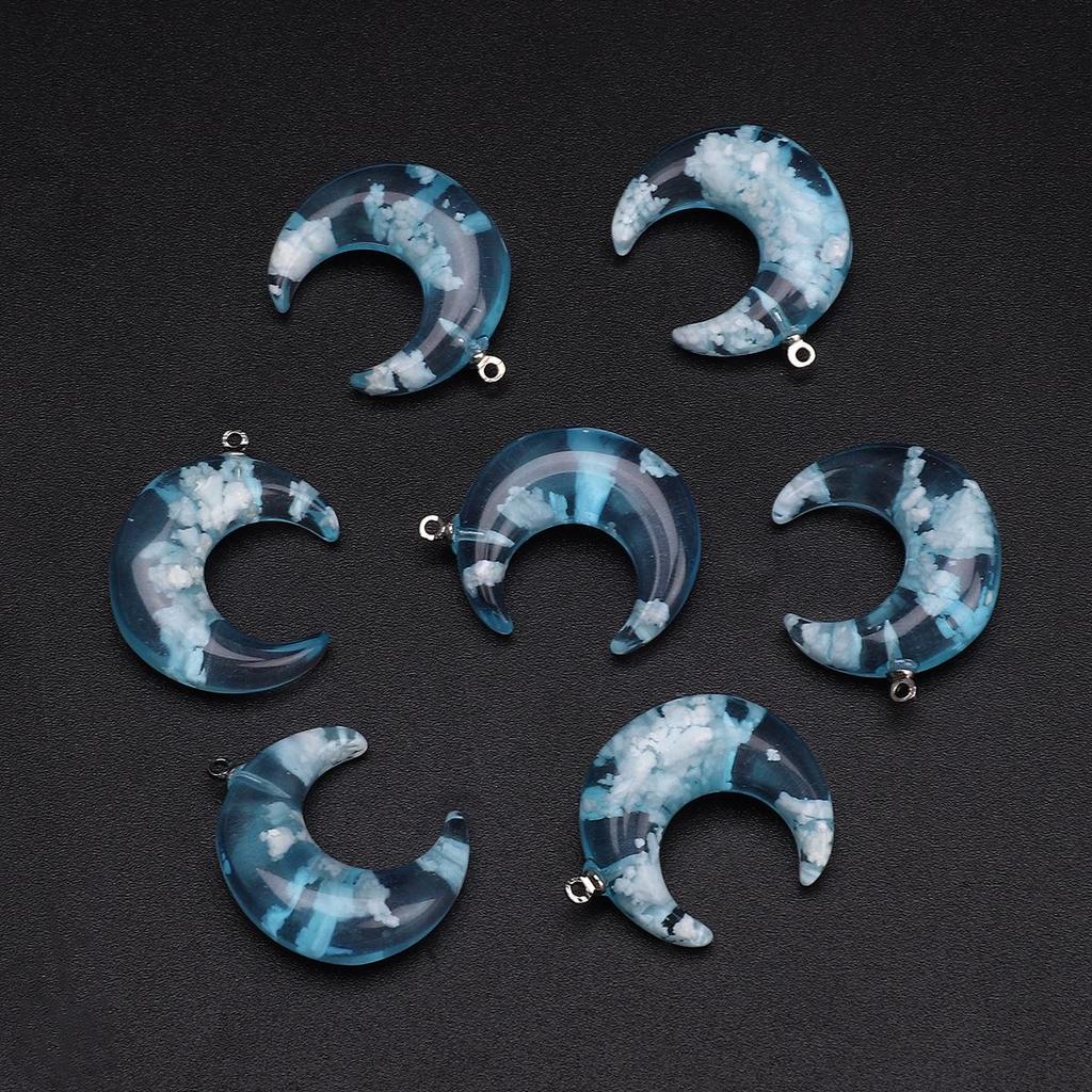 Handmade Resin Bead Set for DIY Bracelets & Necklaces - Moon, Round & Loose Beads, Jewelry Accessories