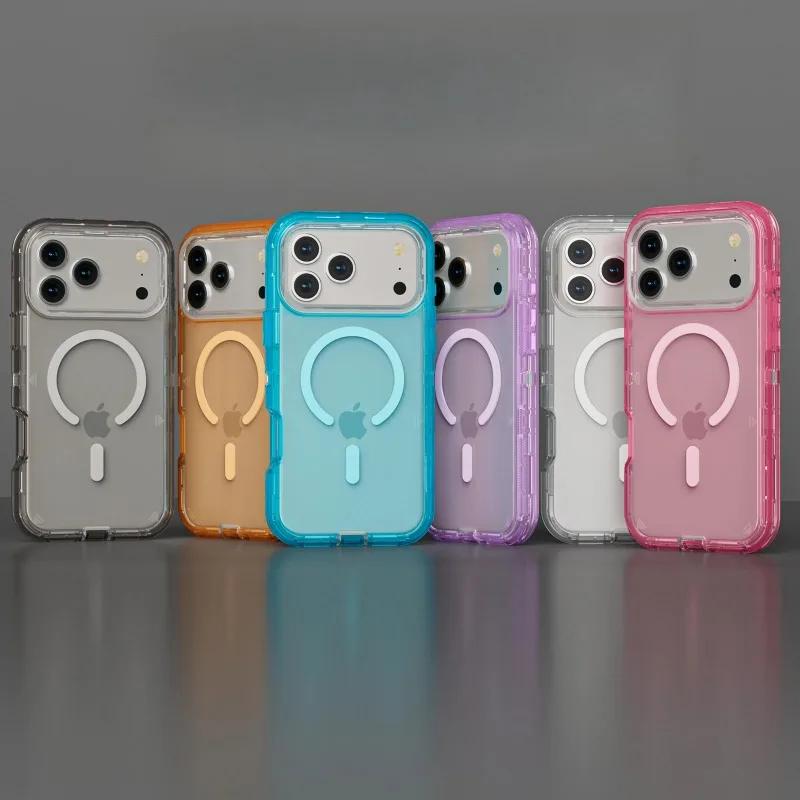 Heavy Duty Armor Ott Box Defender Clear for Mag-Safe Phone Case for IPhone 17 Pro Max Air 16E 15 14 13 Wireless Charging Cover
