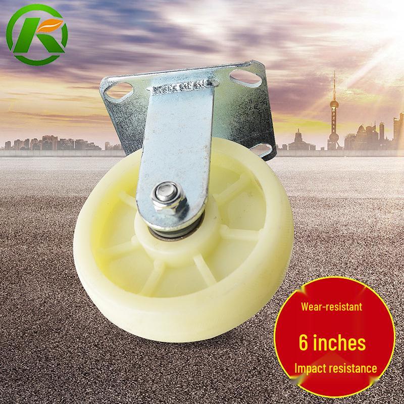 6-Inch Heavy Duty White Nylon Swivel & Fixed Caster Wheel
