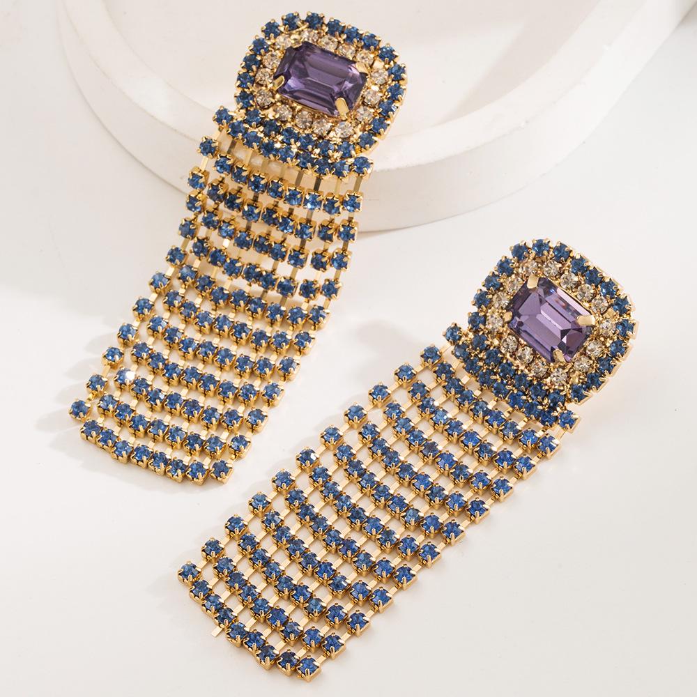 Elegant Rhinestone Tassel Earrings - European & American Luxury Design for Prom & Banquet