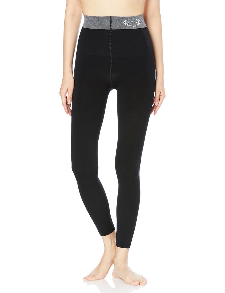 Gunze RIZAP Compression Sizes Leggings, Calorie-Burning Leggings, High-Waisted, Warm, 10-Length, Boxed, Women's, Black, M-L
