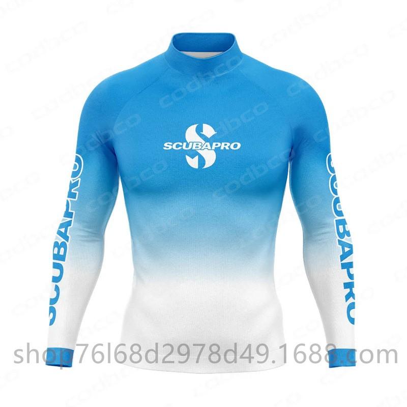 Mens UV Protection Rash Guard Long Sleeve Swim Shirt Snorkeling Diving Surfing Water Sports Wetsuit Top