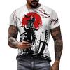 Japanese Samurai Ink Wash Graphic T Shirt for Men Clothing Harajuku Fashion 3D Printed T-shirt Women Clothes Vintage Streetwear