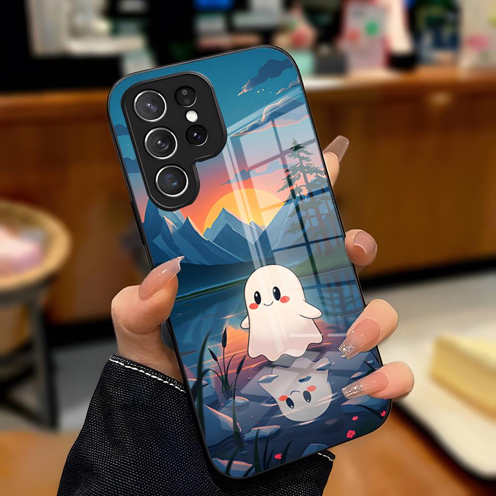 Cute Ghost Halloween Phone Case For Samsung A25 A13 A33 5G A54 A36 A35 A56 A52 A14 Shockproof Glass Cover