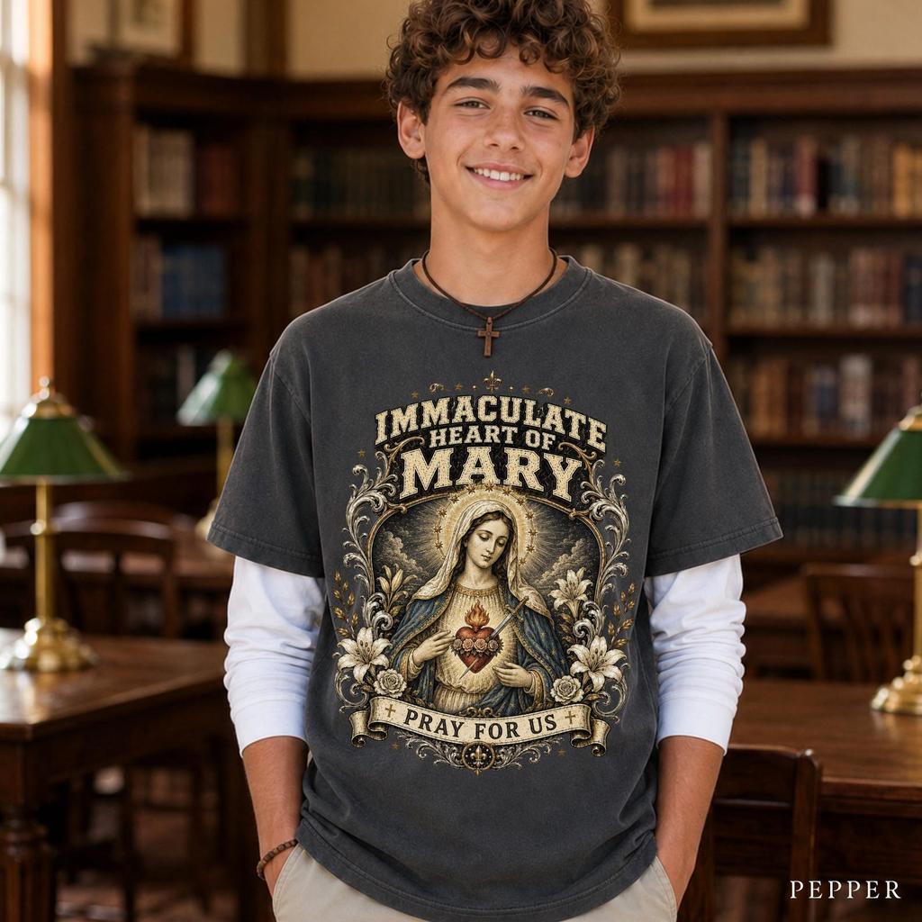 Immaculated Heart of Mary Teen Shirt, Confirmation Gift, First Communion Gift, Adult RCIA OCIA, Youth Sacrament Shirt