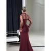 Nuovo Abito Bodycon a Manica Lunga Patchwork di Pizzo con Orlo a Strascico Slim Fit per Donna Abbigliamento per il Tempo Libero