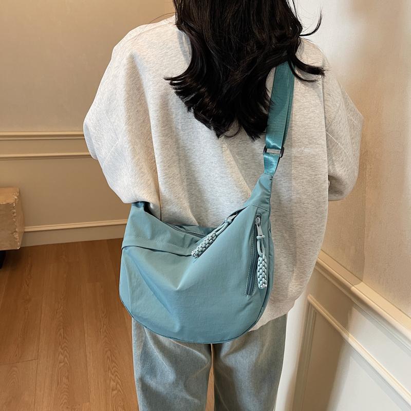 Hobo Bag Women's Crossbody Bag Large Capacity Shoulder Bag Solid Color Sports Bag