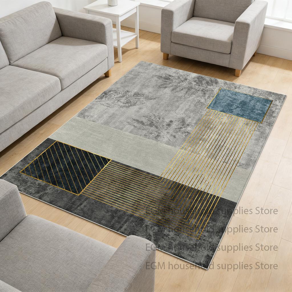 Geometric Style Carpet Modern Living Room Decoration Bedroom Washable Non-slip Floor Mats Bedside Study Lounge Rug Cloakroom