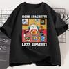 More Spaghetti Less Upsetti Funny Cat TShirt Men Women Printed T Shirt Harajuku O Neck Short Sleeve Tee Shirt Cat Lover