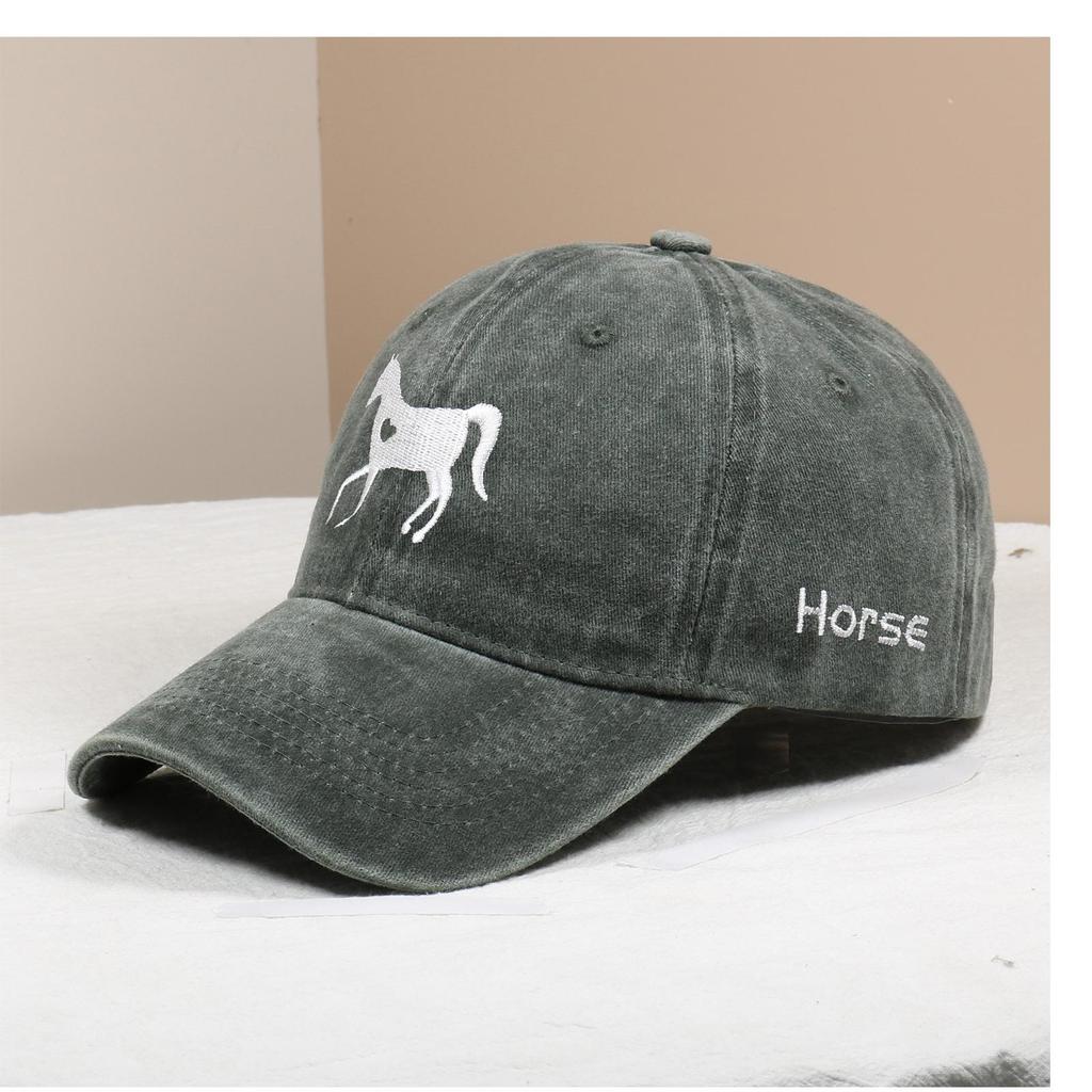 Love Horse Embroidered Cotton Baseball Cap - Casual Outdoor Sun Protection Hat
