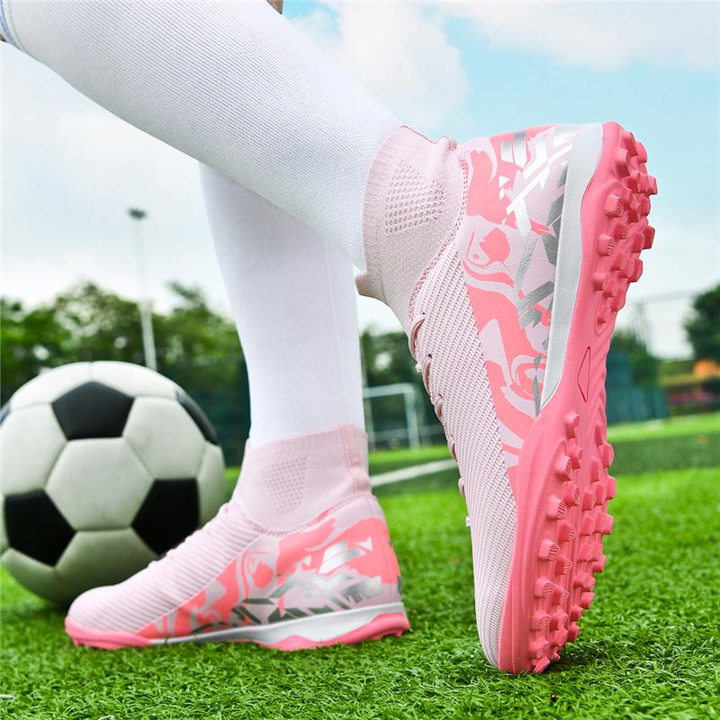 Erkek Yüksek top Futbol Ayakkabıları Uzun Çivili Spor Ayakkabıları Suni Çim Profesyonel Eğitim Gençler Büyük Boy Futbol Ayakkabıları