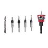 Countersink Drill Bit Set Kit with Limit Adjustable Depth Stepped for Concealed Screws Wood Metal Red