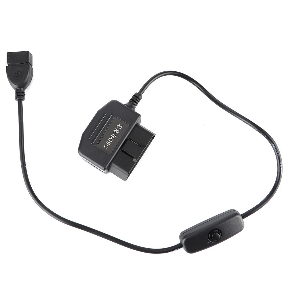 18.7in OBD2 USB Power Charging Cable 16Pin Connector Charger for Car GPS DVR Camera