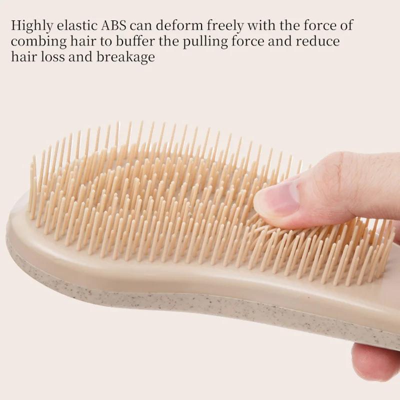 2pcs Magic Detanglng Hair Brush Set Scalp Massage Egg Shaped Wheat Straw Comb Anti-static Edge Hairbrush Salon Hair Styling Tool
