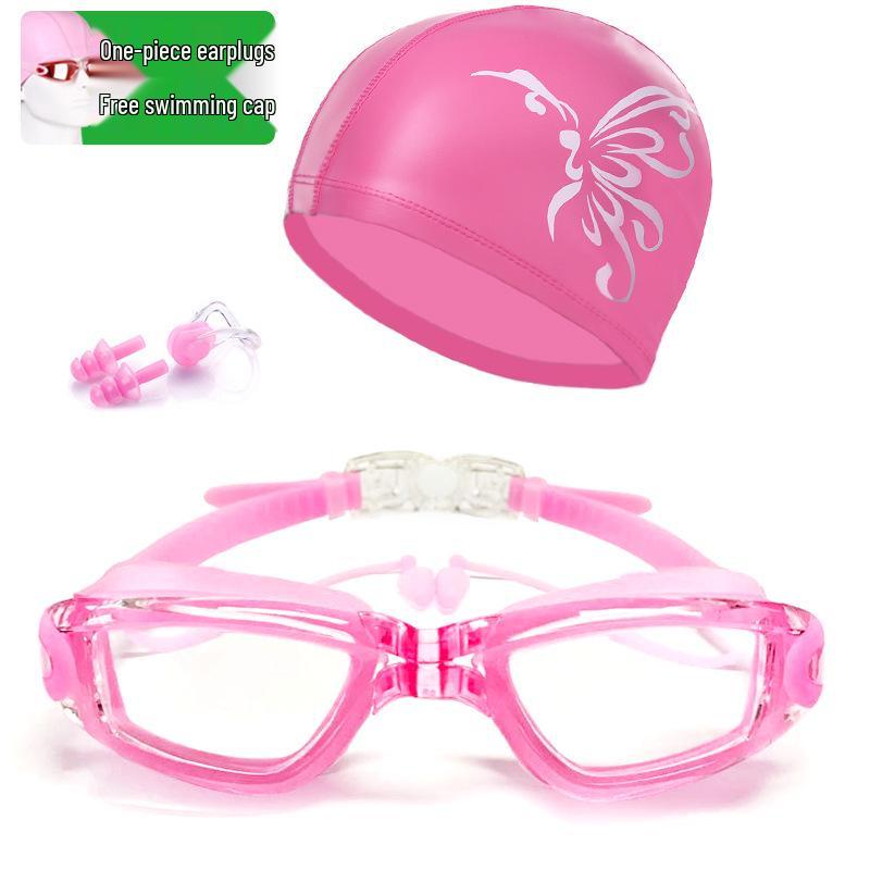 Youyou Anti-Fog HD Waterproof Swimming Goggles & Cap Set for Men and Women - Fashionable Adult Eye Protection.