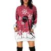 Women‘s Round Neck Long Sleeve Loose Fit Hoodie Dress 3D Print Casual Gown