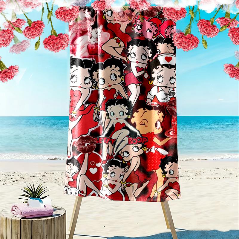 1pc Betty Boop Beach Towel, Outdoor Activities Perfect Summer Travel Supplies, As A Gift for Festivals