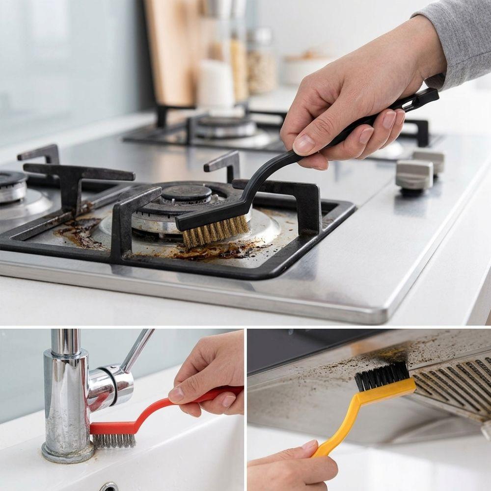6pcs Curved Handle Metal Detail Brushes Wire Brush Rust Remover Brushes Wire Brush Set Range Hood