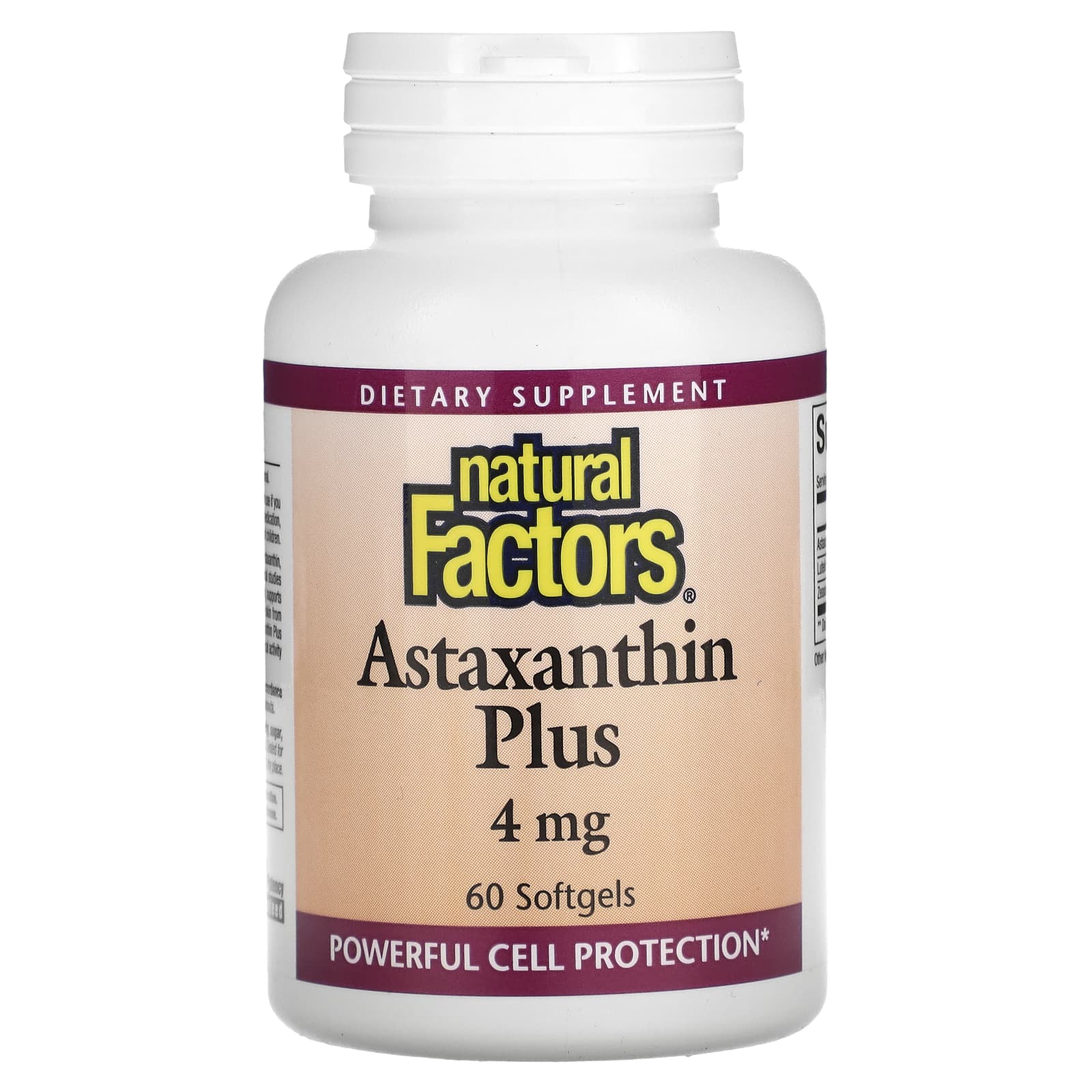 

Natural Factors, Astaxanthin Plus, 4 mg, 60 softgels