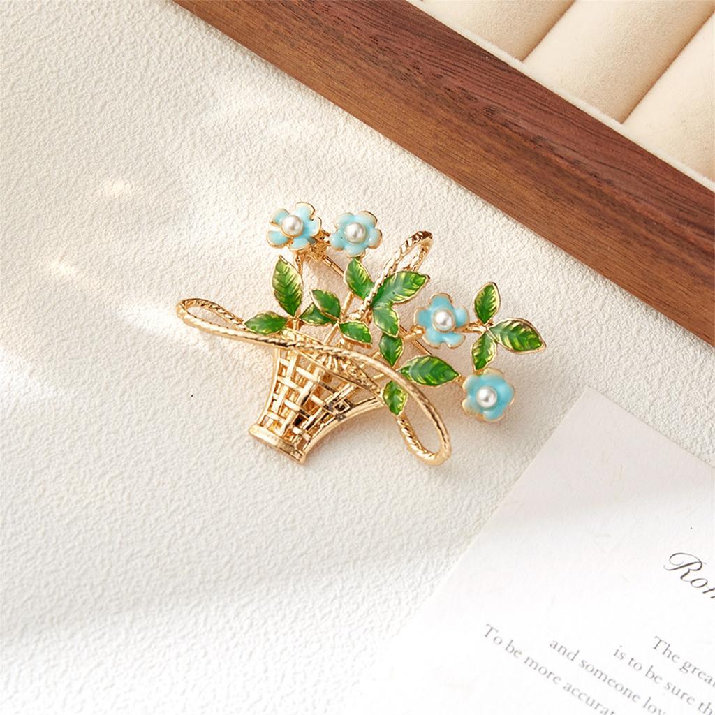 1Pc Retro Creative Flower Basket Brooch Art Fresh Pin Personalized Art Jewelry Accessories Clothing Bag Decoration Gift Trend