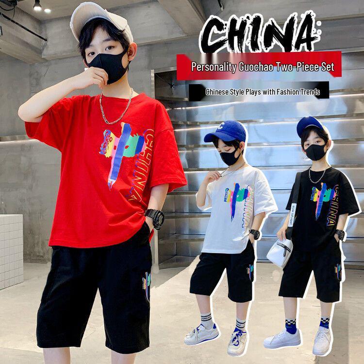 

Boys Stylish Summer 2025 Korean Short Sleeve Two-Piece Set 160 cm