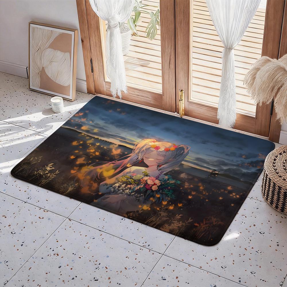 Anime Frieren: Beyond Journey's End Floor Mat Eco Flannel Doormat Non Slip Odorless Indoor Floor Rug Soft Short Plush Home Mat