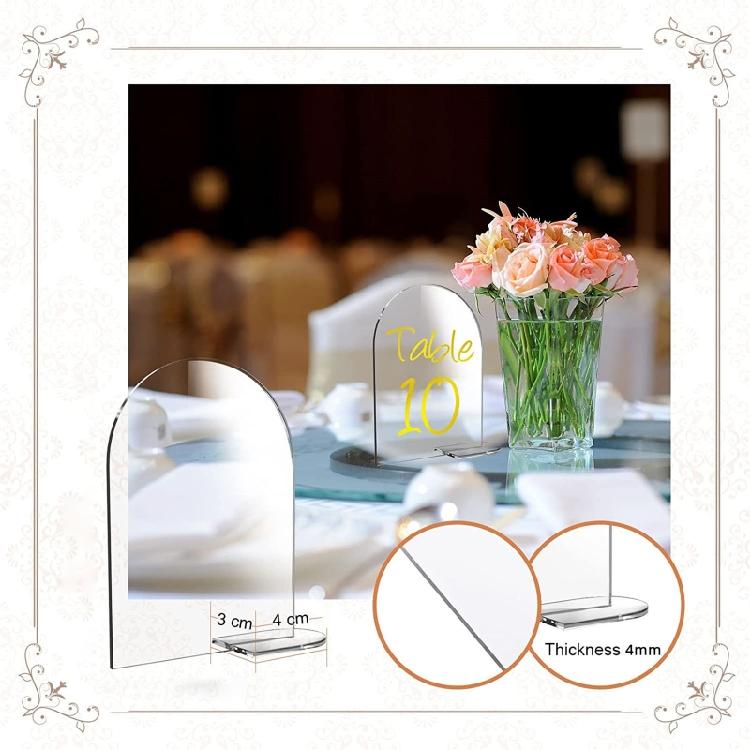 5pcs Arch Table Sign Acrylic for Seat Card Wedding Banquet Transparent Place Car