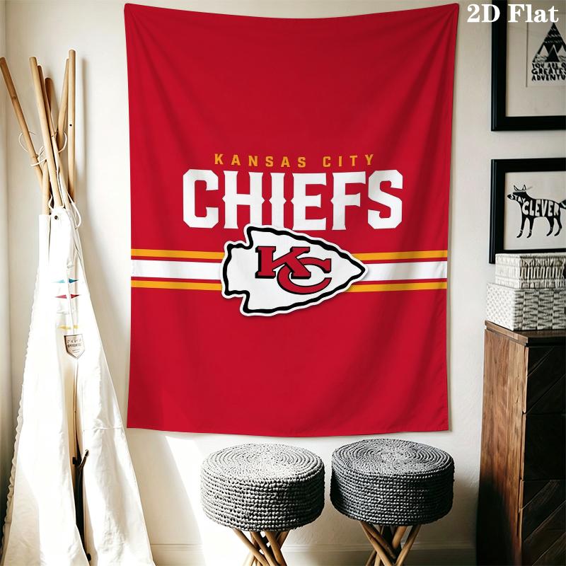 Kansas City Chiefs Wall Tapestry Aesthetic Wall Hanging Printed Fabric Blanket Decorative Tapestries for Bedroom Living Room Home Decor