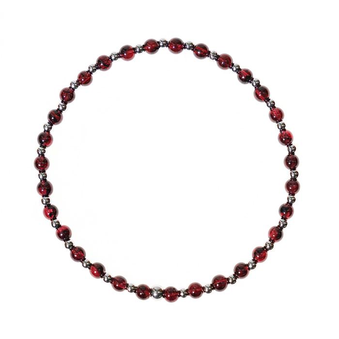 Jbans Classic Garnet Stone Slim Couple Bracelet (C1902-Ac553Rd)