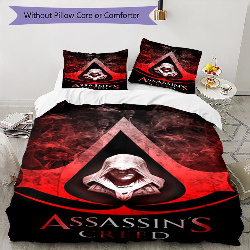 3pcs Assassin's Creed Bedding Set Duvet Cover Closure Includes 1 Duvet Cover & 2 Pillowcases, Soft and Comfortable for All Seasons.
