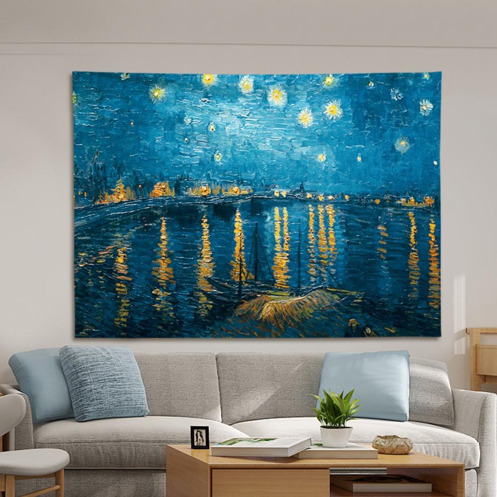 Nordic Style Oil Painting Background Cloth, INS Hanging Cloth, Bedroom, Dormitory, Guesthouse Decoration, Bedside Background Wall Cloth, Tapestry