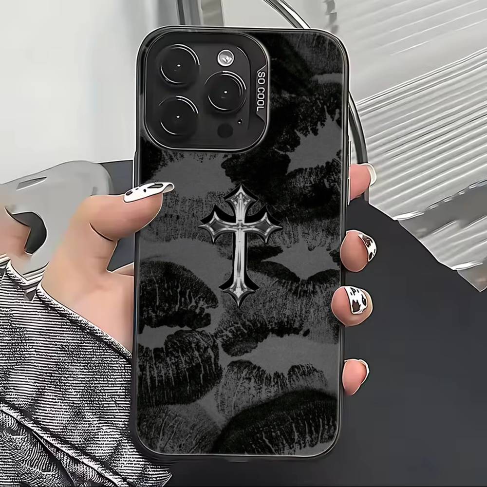 C-Cool Dark Catgothic C-Cross Phone Case For iPhone 17,16,15,14,13,12,11 Plus,Pro Max,XS,Colorful Silver Black Cover