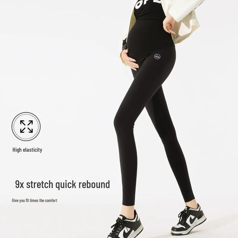 Maternity Seamless Shark Leggings with Tummy Support - Plus Size Yoga Pants for Spring/Autumn