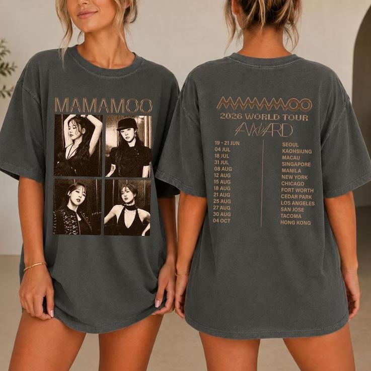 Summer Hot Sale Mamamoo World Tour 2026  T Shirt Unisex Y2K Gothic Streetwear Oversized T-shirt Harajuku Hip Hop Punk T-shirt