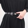 Fashion Harajuku Women Punk Chain Belt Adjustable Black Double/Single Eyelet Grommet Metal Buckle Leather Waistband For Jeans