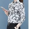 Spring Autumn Turn-down Collar Women's Clothing Long Sleeve Button Up Plant Flowers Printing Cardigan Shirt Casual Elegant Tops