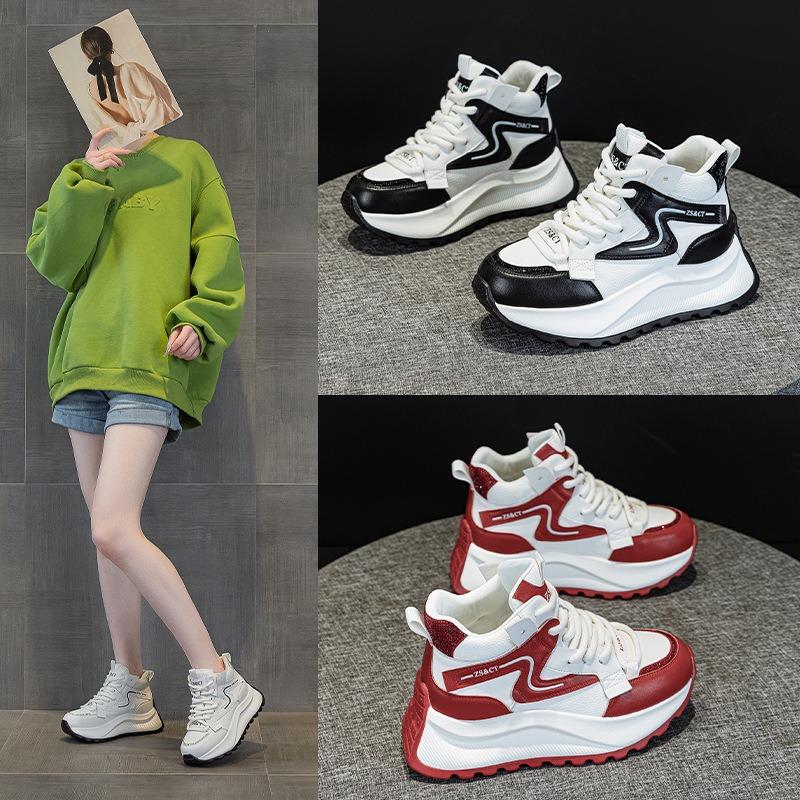 9976 Leather High-top Shoes Children's New Versatile Spring and Autumn Platform Sports and Leisure Shoes