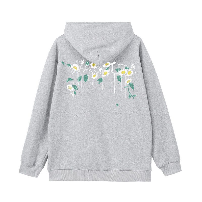 Wassup Trendy Brand Melting Floral Letter Sweatshirt Men's Hooded Autumn and Winter 2024 New National Trend Couple Style Jacket