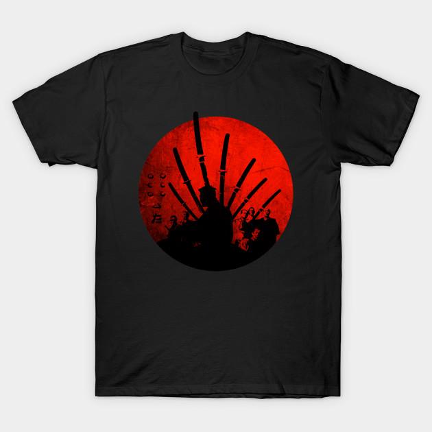 

Men Black Print T-shirt Seven Samurai - Retro Style No-Cut Transfer Paper Print Cotton Tshirt 3XL чорний