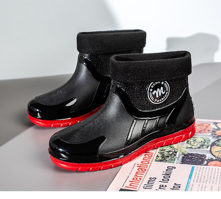 Botas de Lluvia Impermeables Antideslizantes para Hombre hasta el Tobillo con Forro de Terciopelo para Uso en Todas las Estaciones