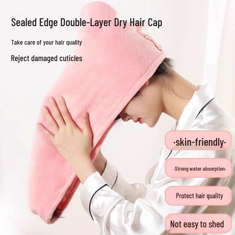 

Women s 2024 Quick-Dry Thick Double-Layer Hair Drying Towel Cap Purple Single-Layer Quick Dry Thickened