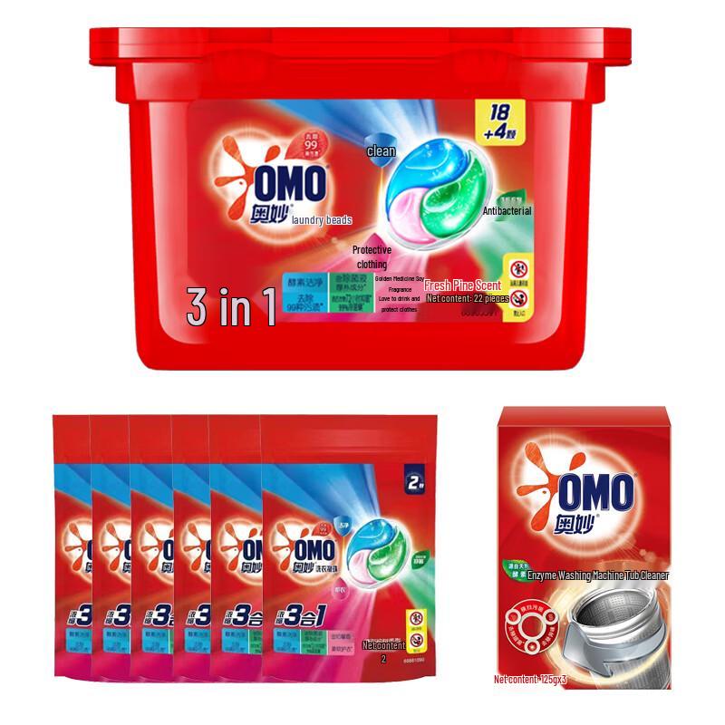 OMO Fresh Eucalyptus Laundry Pods & Machine Cleaner Bundle