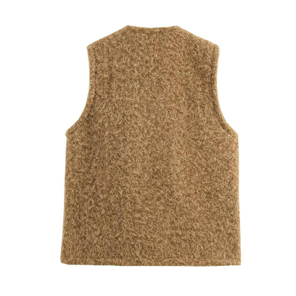 2024 Winter Women's Fashion: European & American Style Tie-Up Sleeveless Vest