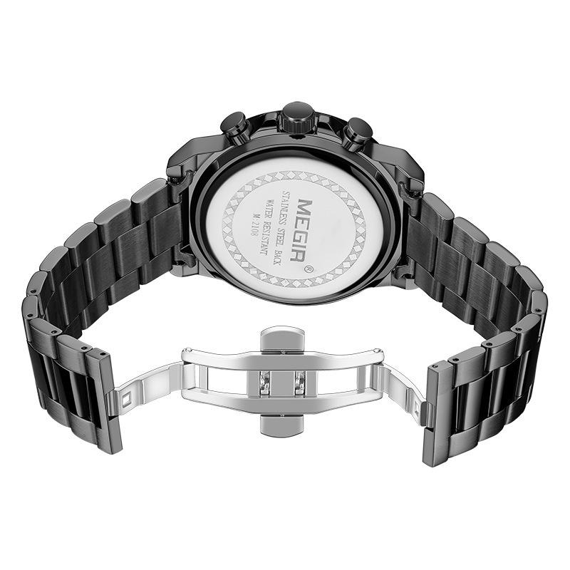 Men'S Watch, Versatile Sports Business Timing Luminous Steel Belt Quartz Men'S Watch 2108