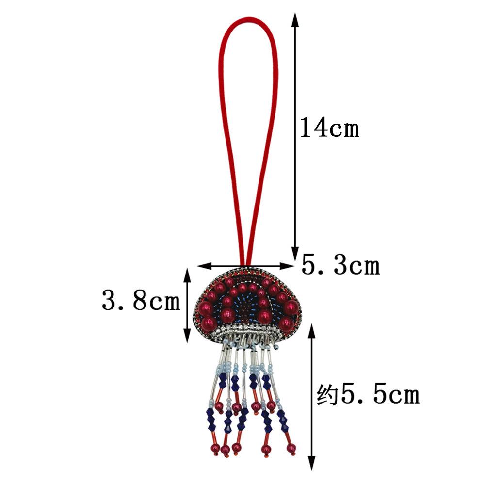 Rhinestone Jellyfish Beads Patches Bag Charm Crystal Tassel Lanyard Sewing Jellyfish Beading Applique Patch Keychain Bag Accesor