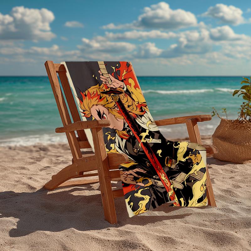 Rengoku Kyoujurou Fashion Beach Towel: Ideal for Summer Adventures Soft, absorbent and quick drying suitable for swimming and bathing