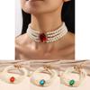 Multi Elegant Palace Layered Simulated Pearl Gemstone Necklace Accessory Neck