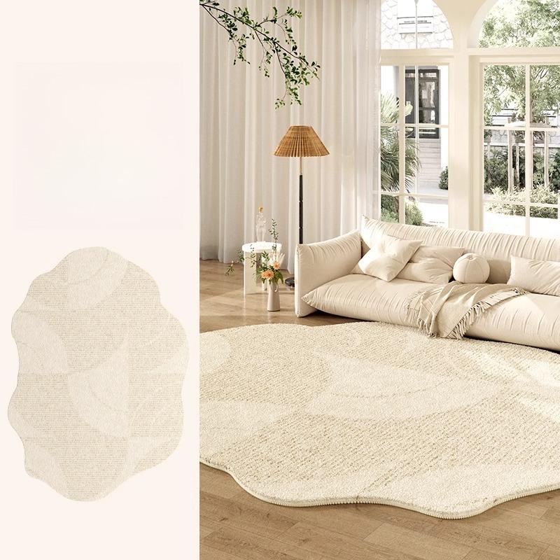 Fluffy Soft Lounge Floor Mat Thickend Plush Bedside Rug Cream Style Bedroom Decor Plush Irregular Shapes Carpets For Living Room