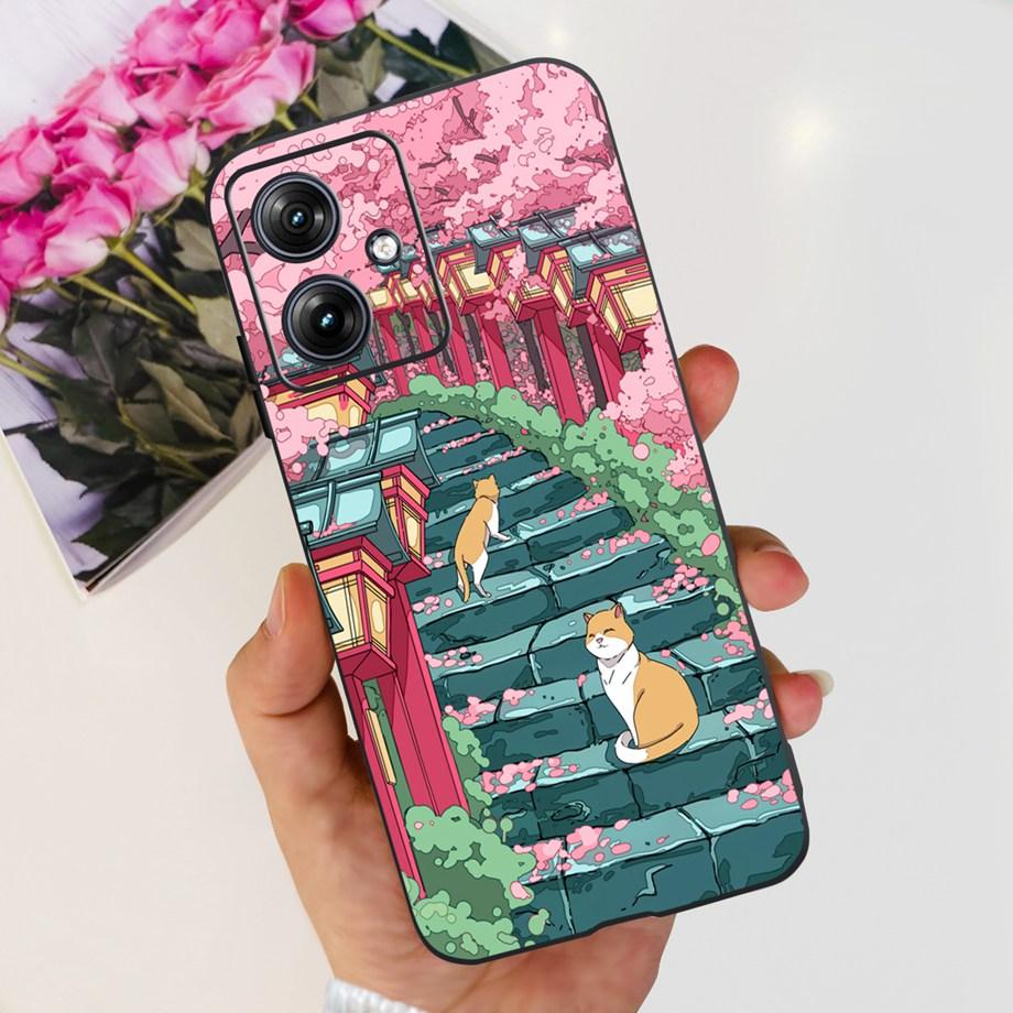 For Motorola Moto G54 5G Case Black Matte Liquid Silicone On Motorola G54 MotoG54 G 54 Soft Cover Leopard Print Coques Fundas